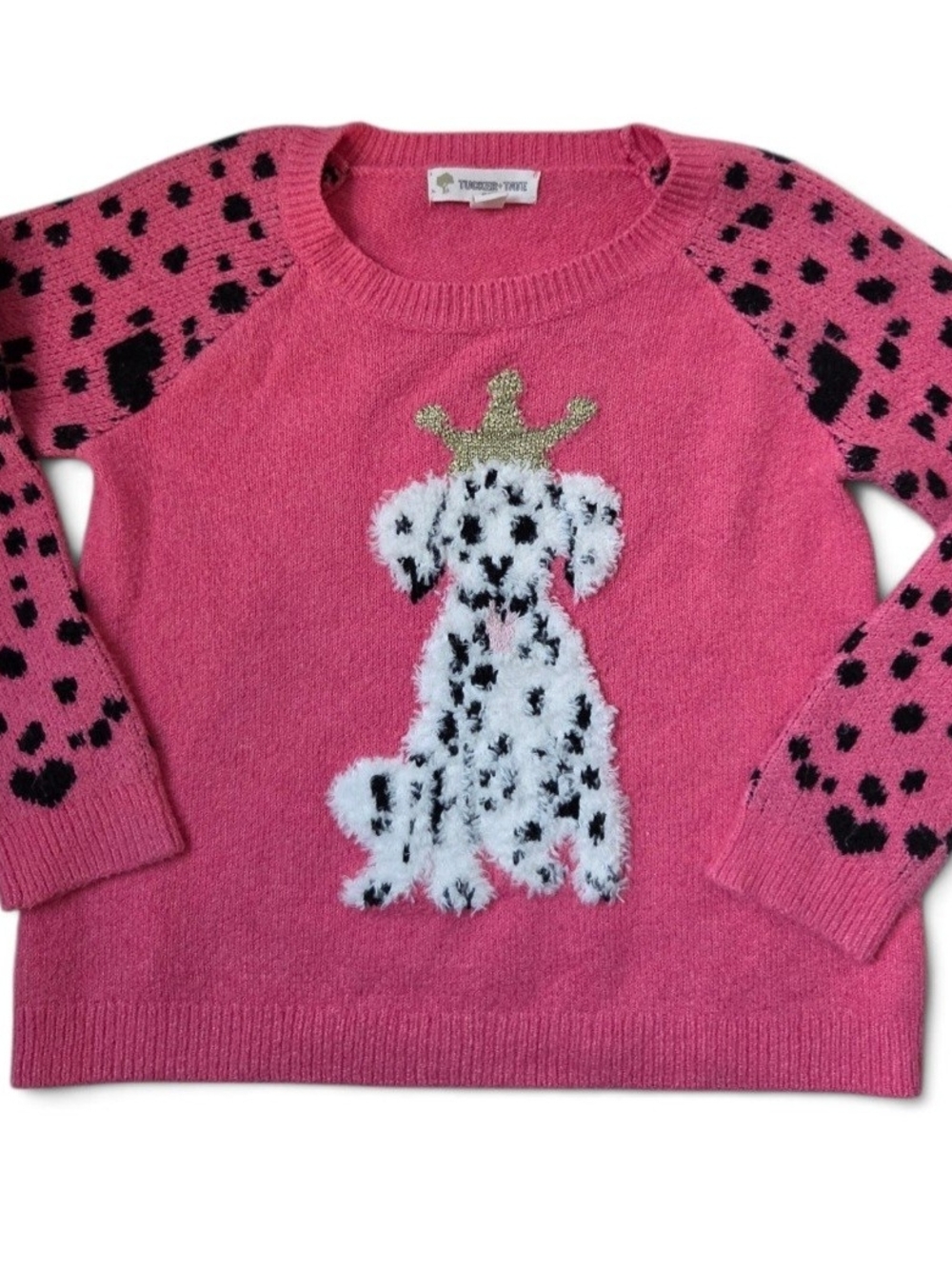 Tucker + Tate Hot Pink Dalmatian Crown Knit Sweater 3T